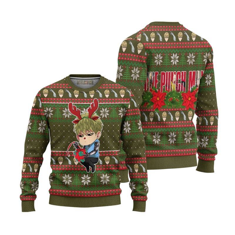 Genos Anime Ugly Christmas Sweater Custom One Punch Man Xmas Gift Genos Anime Ugly Christmas Sweater Custom One Punch Man Xmas Gift