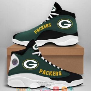 Green Bay Packers Nfl Big Logo Football Team Air Jordan 13 Sneaker Shoes
