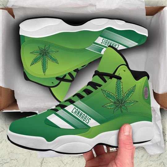 Green Cannabis Weed Leaf Air Jordan 13 Sneakers Green Cannabis Weed Leaf Air Jordan 13 Sneakers