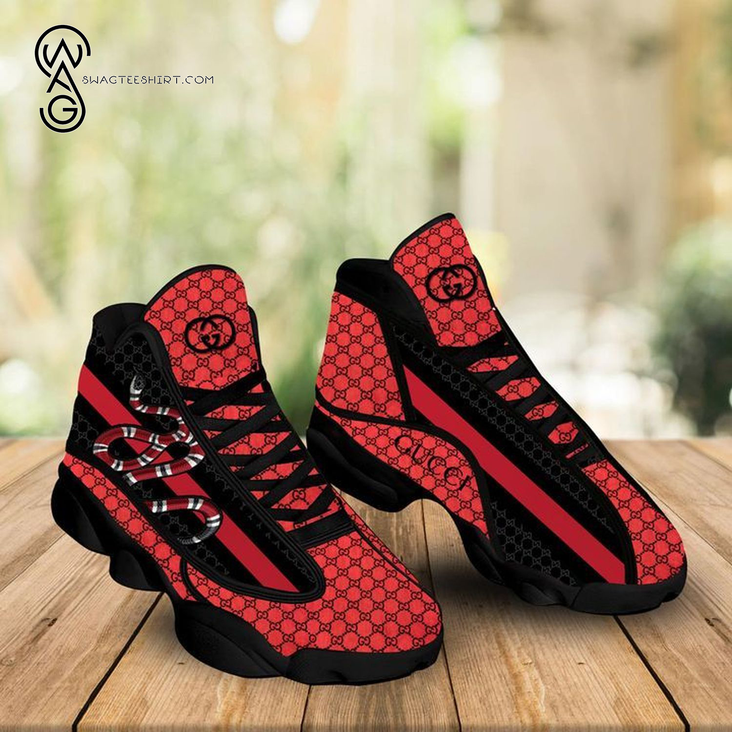 Gucci Snake Classic Symbol Black And Red Version Air Jordan 13 Sneakers Gucci Snake Classic Symbol Black And Red Version Air Jordan 13 Sneakers