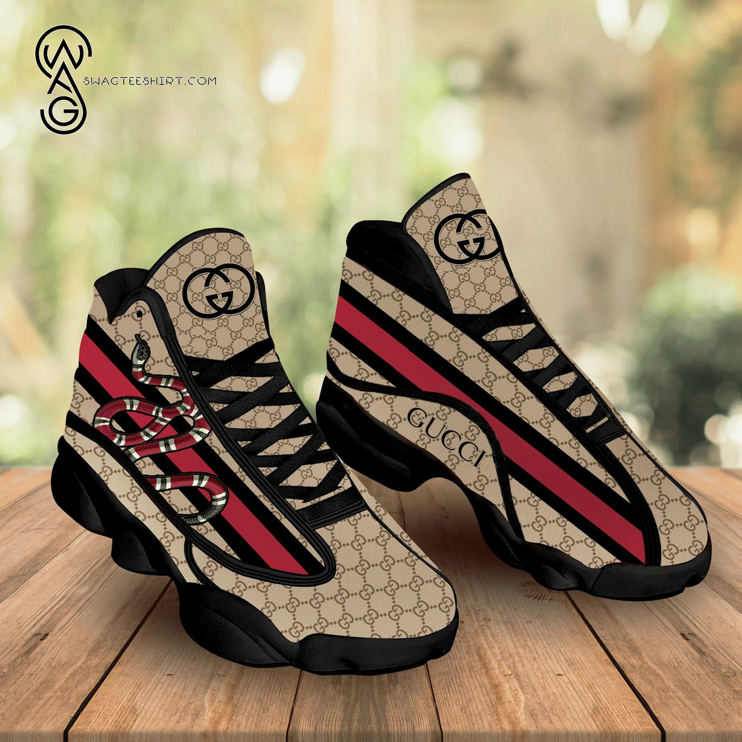 Gucci Snake Monogram With Striped Air Jordan 13 Sneakers Gucci Snake Monogram With Striped Air Jordan 13 Sneakers