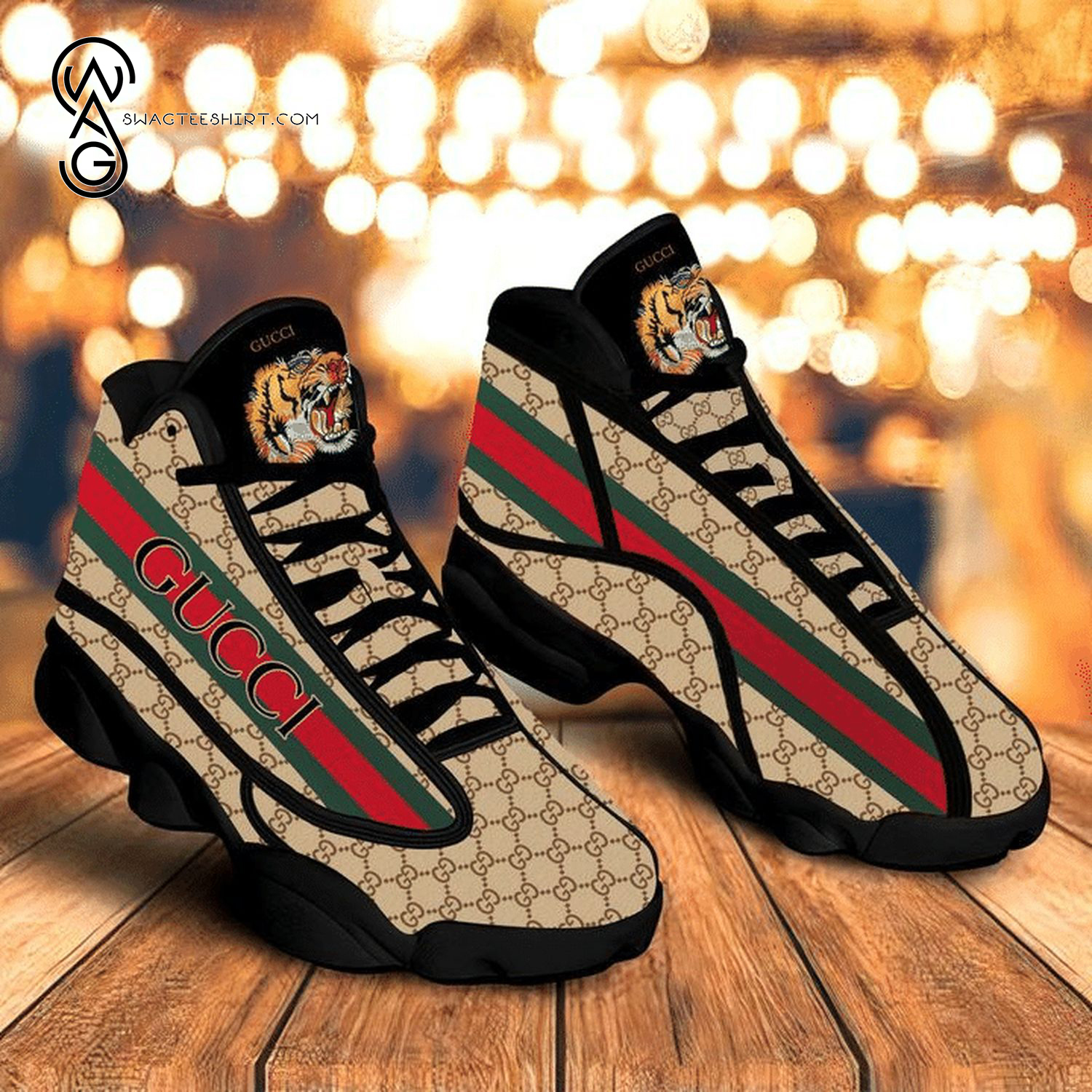 Gucci Tiger Classic Symbol Green And Red Version Air Jordan 13 Sneakers Gucci Tiger Classic Symbol Green And Red Version Air Jordan 13 Sneakers