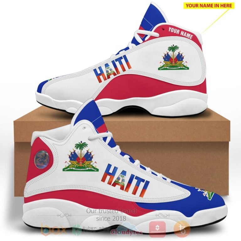 Haiti-Personalized-White-Blue-Air-Jordan-13-Shoes-1