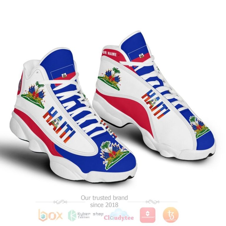 Haiti-Personalized-White-Blue-Air-Jordan-13-Shoes-3