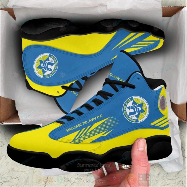 Hapoel-Haifa-B.C-Blue-Yellow-Air-Jordan-13-Shoes-4