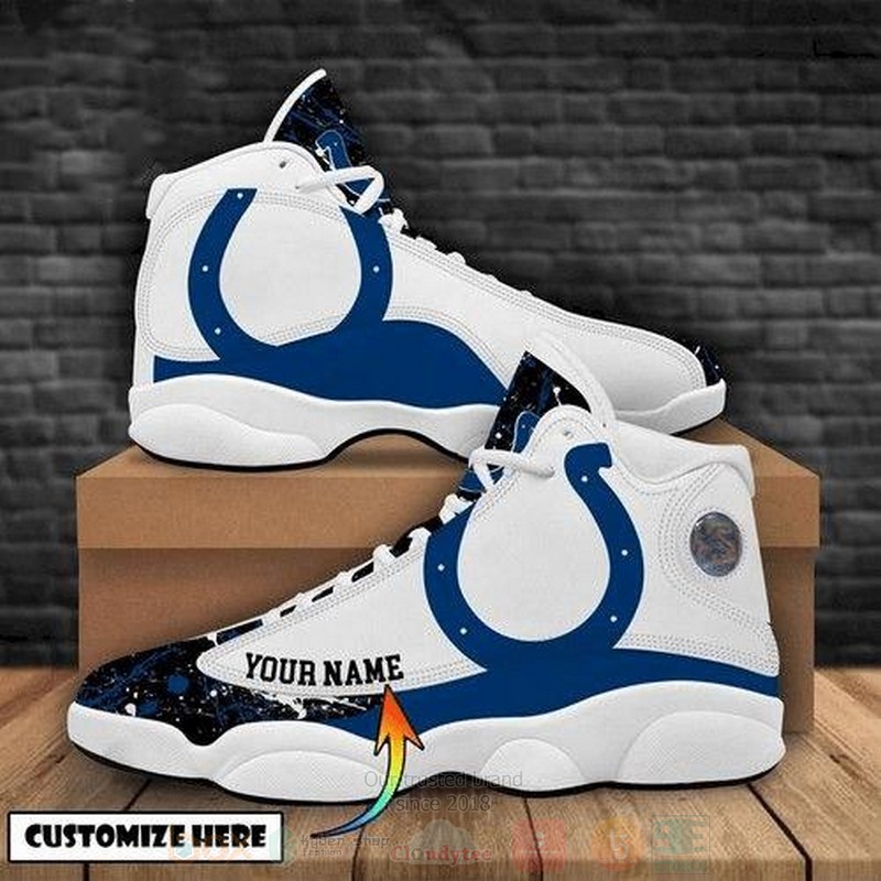 Indianapolis Colts Football Team Nfl Custom Name Air Jordan 13 Shoes Indianapolis Colts Football Team Nfl Custom Name Air Jordan 13 Shoes