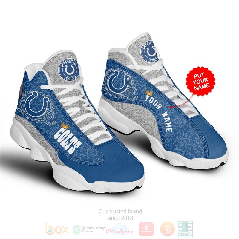 Indianapolis Colts Nfl Custom Name Air Jordan 13 Shoes 2 Indianapolis Colts Nfl Custom Name Air Jordan 13 Shoes 2