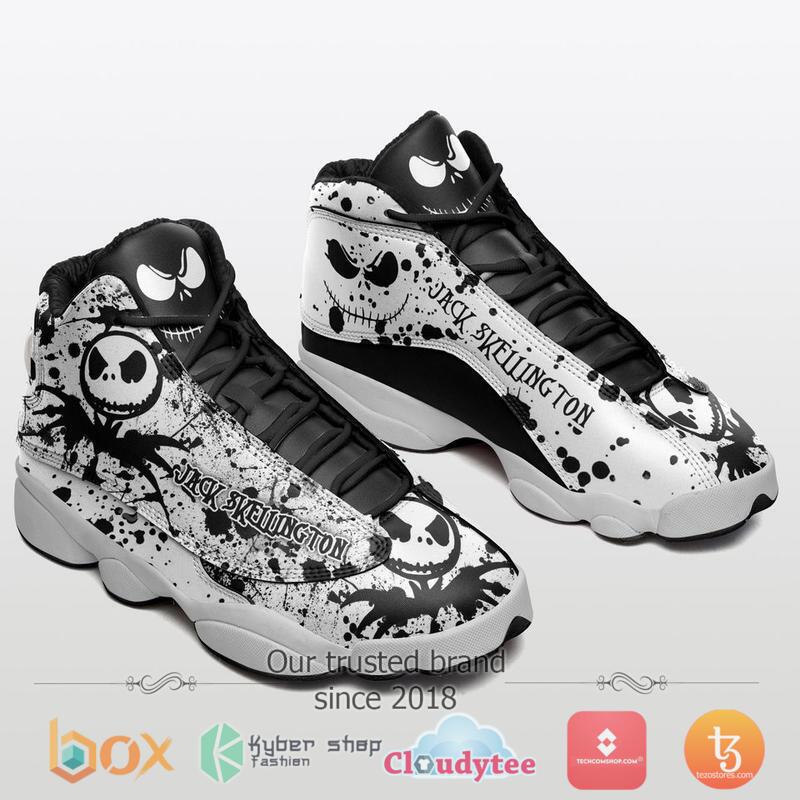 Jack Skellington Air Jordan 13 Black White Sneaker Shoes Jack Skellington Air Jordan 13 Black White Sneaker Shoes