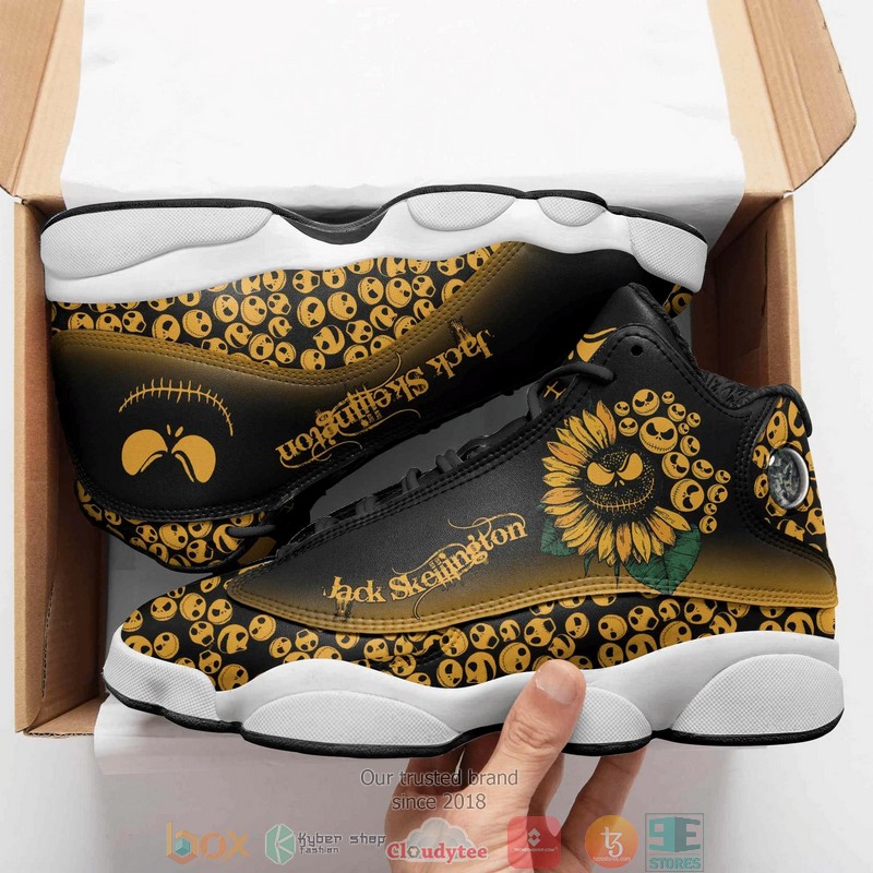 Jack Skellington Nightmare Before Christmas Sunflower Air Jordan 13 Sneaker Shoes Jack Skellington Nightmare Before Christmas Sunflower Air Jordan 13 Sneaker Shoes