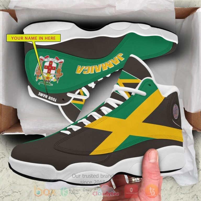 Jamaica-Personalized-Black-Yellow-Air-Jordan-13-Shoes-2