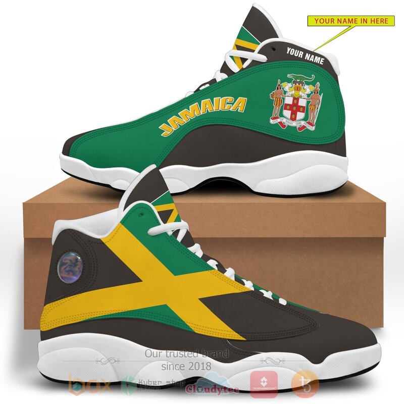 Jamaica Personalized Black Yellow Air Jordan 13 Shoes Jamaica Personalized Black Yellow Air Jordan 13 Shoes