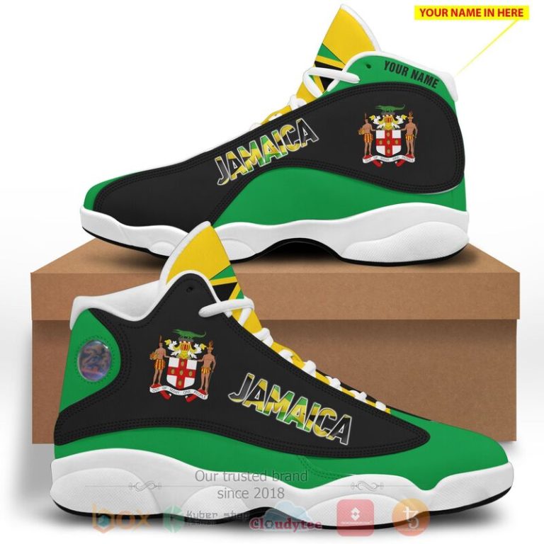 Jamaica-Personalized-Yellow-Green-Air-Jordan-13-Shoes-1