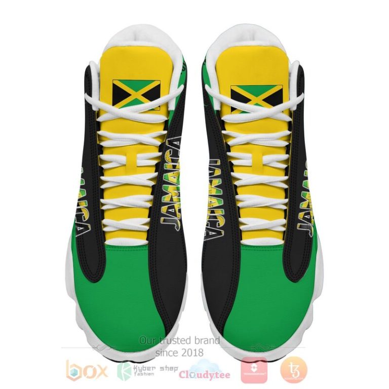 Jamaica-Personalized-Yellow-Green-Air-Jordan-13-Shoes-2