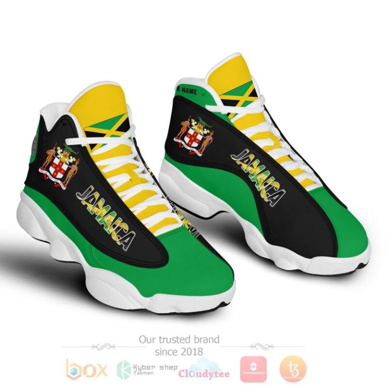 Jamaica-Personalized-Yellow-Green-Air-Jordan-13-Shoes-3