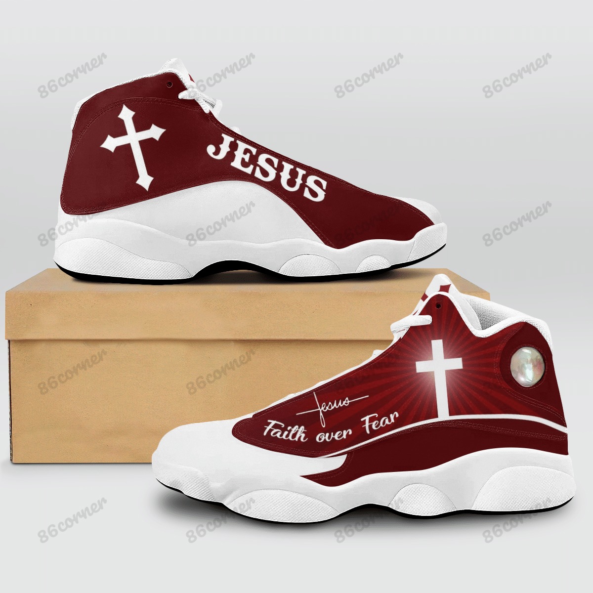 Jesus Cross Faith Over Fear Air Jordan 13 Shoes 2 Jesus Cross Faith Over Fear Air Jordan 13 Shoes 2