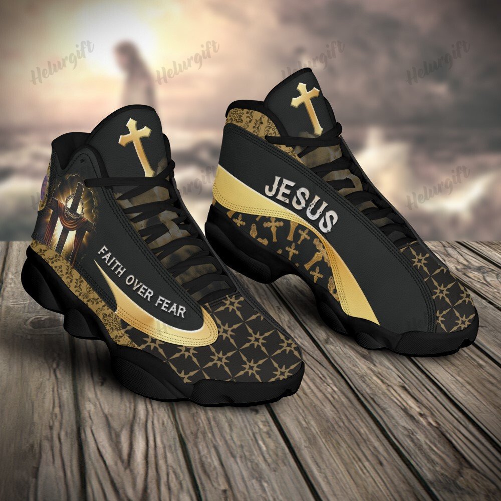 Jesus Cross Faith Over Fear Air Jordan 13 Shoes 3 Jesus Cross Faith Over Fear Air Jordan 13 Shoes 3