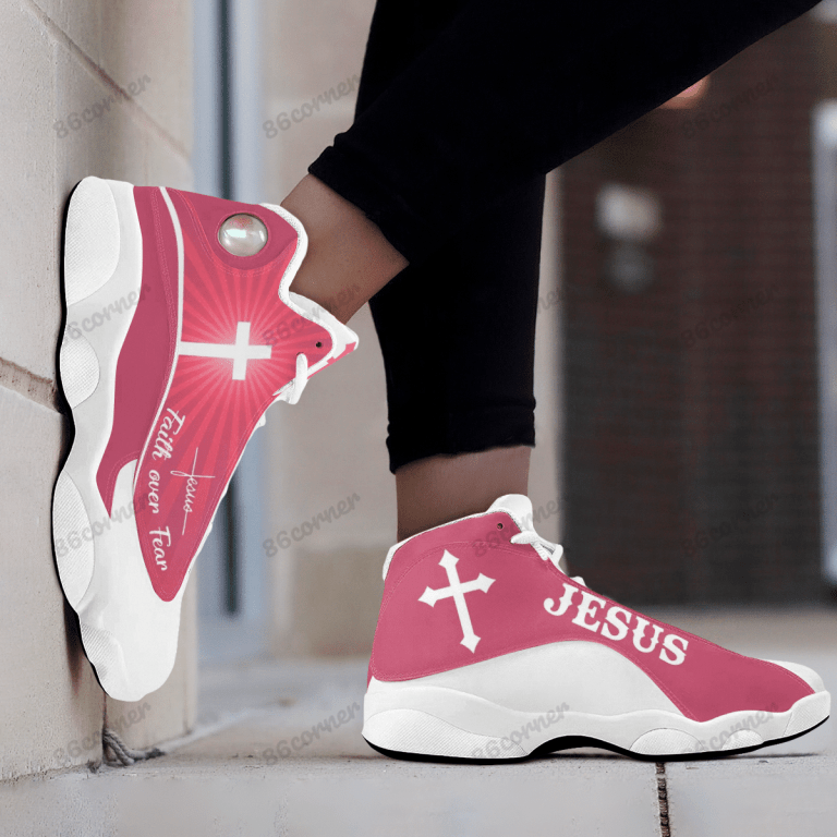 Jesus-Cross-Faith-Over-Fear-Pink-Air-Jordan-13-Shoes-4