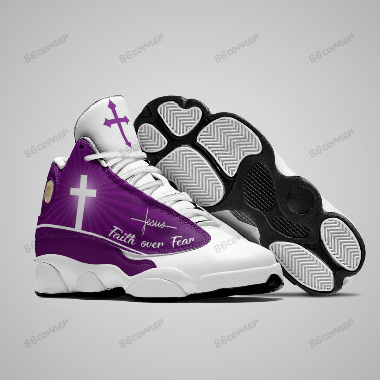 Jesus-Cross-Faith-Over-Fear-Purple-Air-Jordan-13-Shoes-1