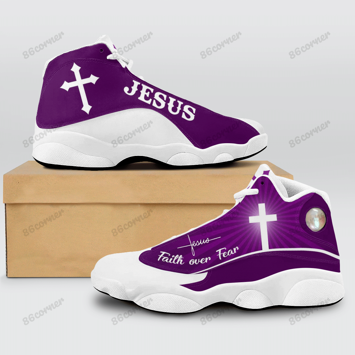 Jesus Cross Faith Over Fear Purple Air Jordan 13 Shoes Jesus Cross Faith Over Fear Purple Air Jordan 13 Shoes