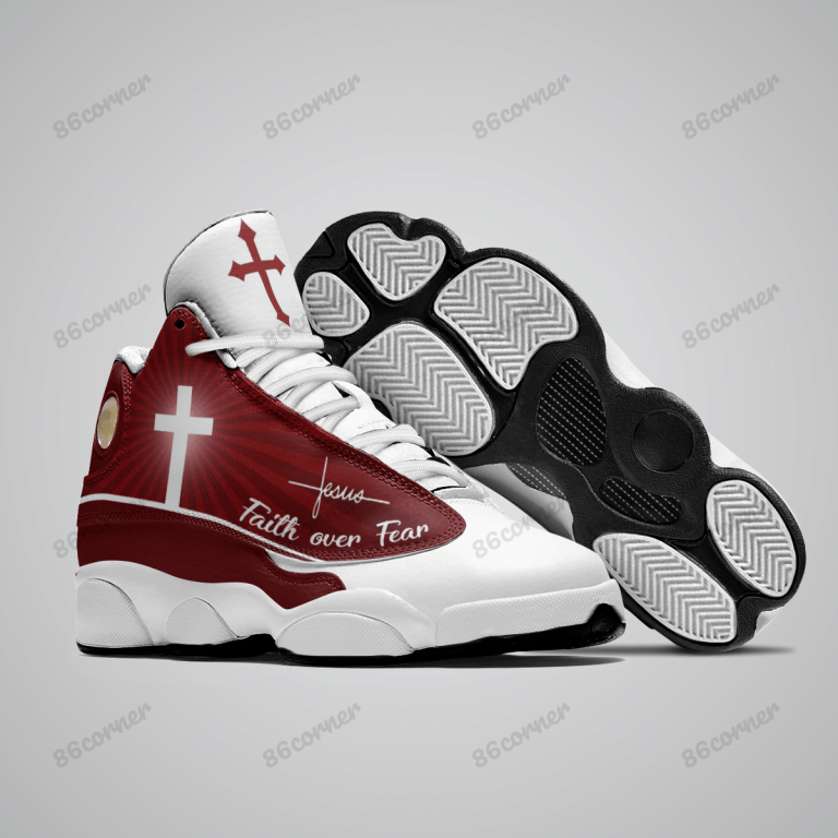 Jesus-Cross-Faith-Over-Fear-Red-Air-Jordan-13-Shoes-1