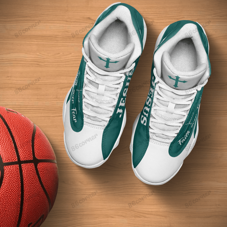 Jesus-Cross-Faith-Over-Fear-Teal-Air-Jordan-13-Shoes-3