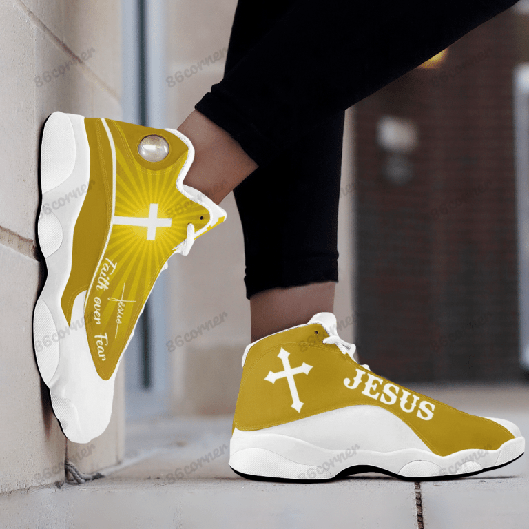 Jesus-Cross-Faith-Over-Fear-Yellow-Air-Jordan-13-Shoes-4