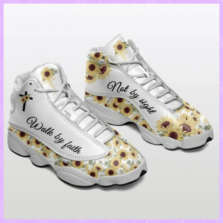Jesus-Cross-Sunflower-Walk-By-Faith-Not-By-Sight-Air-Jordan-13-Shoes-1