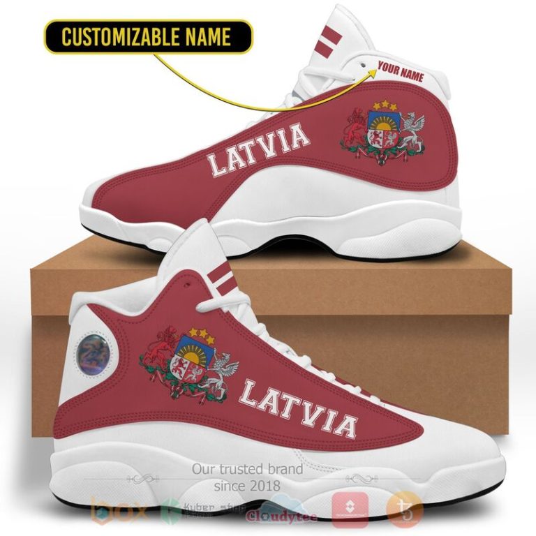 Latvia-Personalized-Red-White-Air-Jordan-13-Shoes-1