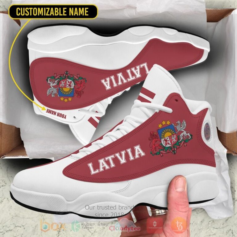 Latvia-Personalized-Red-White-Air-Jordan-13-Shoes-2