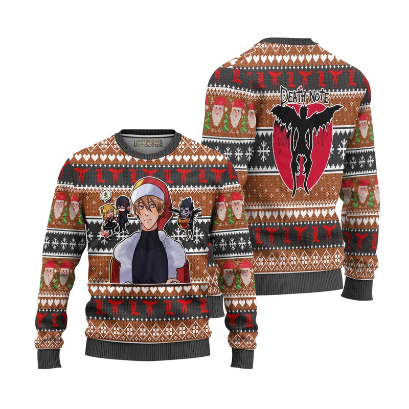 Light Yagami Anime Ugly Christmas Sweater Custom Death Note Xmas Gift Light Yagami Anime Ugly Christmas Sweater Custom Death Note Xmas Gift