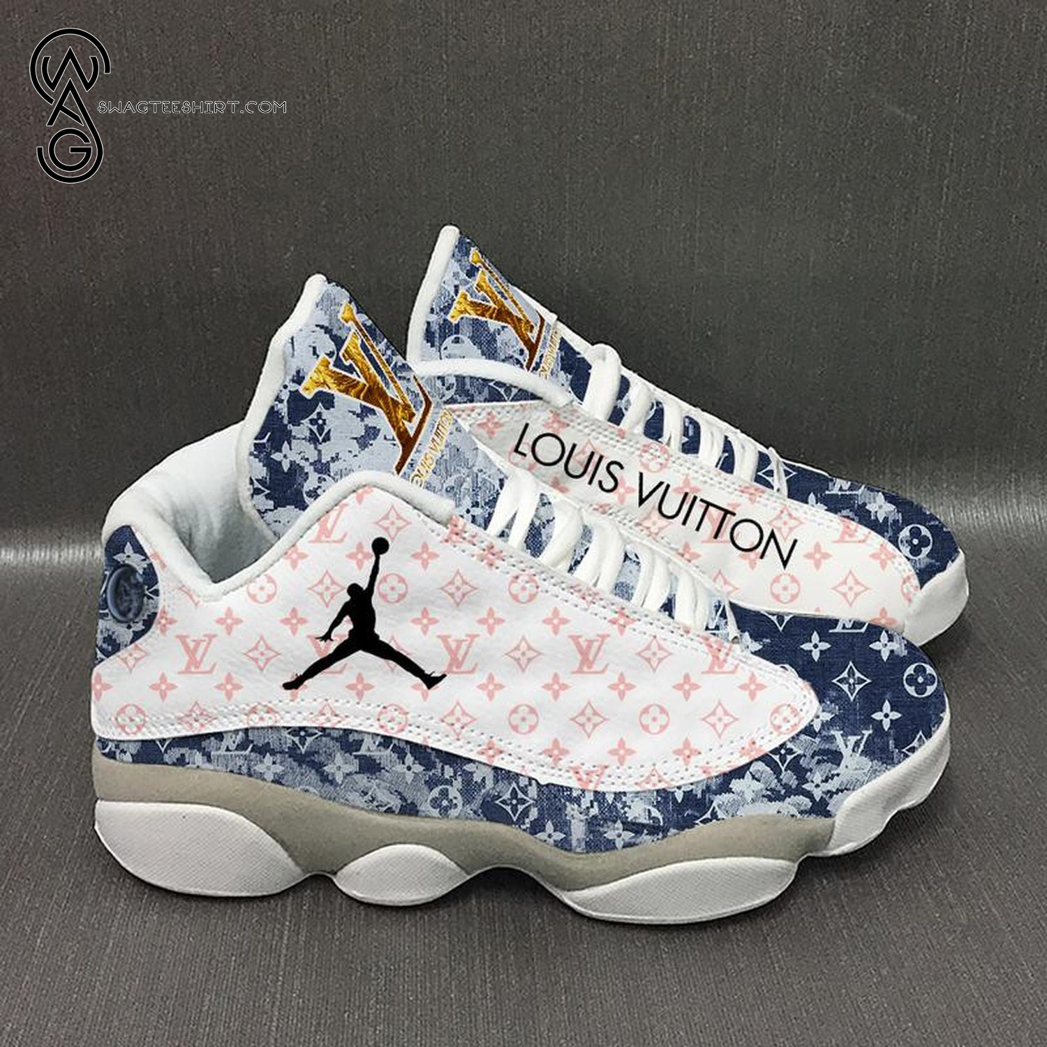 Louis Vuitton Classic Symbol Blue Denim Air Jordan 13 Sneakers Louis Vuitton Classic Symbol Blue Denim Air Jordan 13 Sneakers