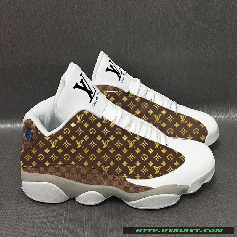 Louis Vuitton Gold Logo Pattern Air Jordan 13 Shoes Louis Vuitton Gold Logo Pattern Air Jordan 13 Shoes