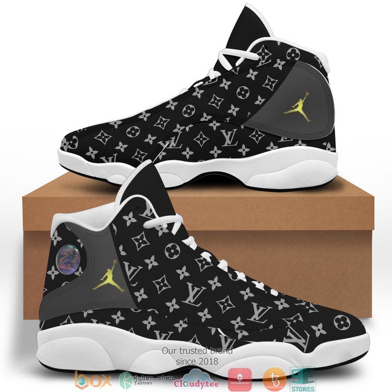 Louis Vuitton Lv Black Air Jordan 13 Sneaker Shoes Louis Vuitton Lv Black Air Jordan 13 Sneaker Shoes