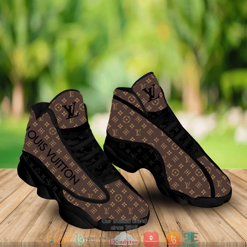Louis Vuitton Lv Brown Black Air Jordan 13 Sneaker Shoes Louis Vuitton Lv Brown Black Air Jordan 13 Sneaker Shoes