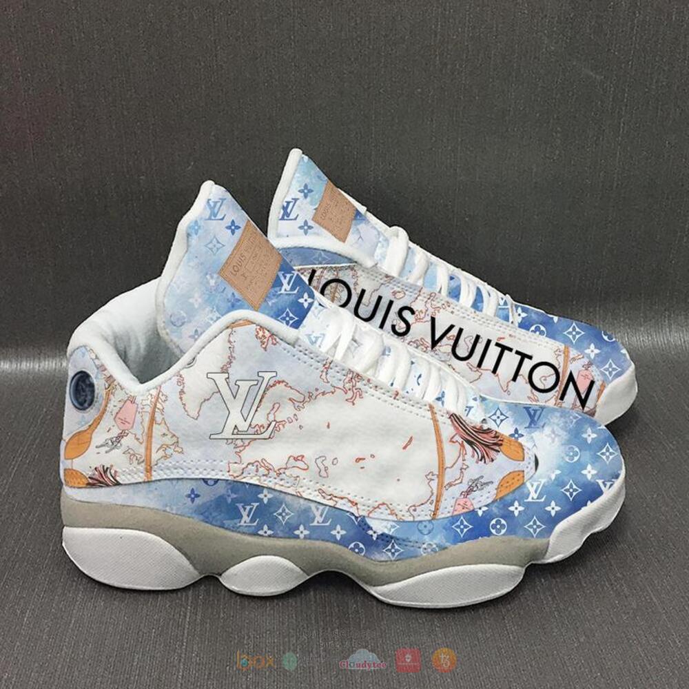 Louis Vuitton White Blue Air Jordan 13 Shoes Louis Vuitton White Blue Air Jordan 13 Shoes