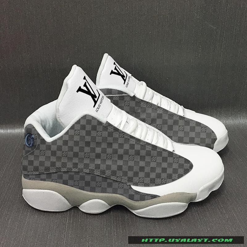 Louis Vuitton White Grey Air Jordan 13 Shoes Louis Vuitton White Grey Air Jordan 13 Shoes