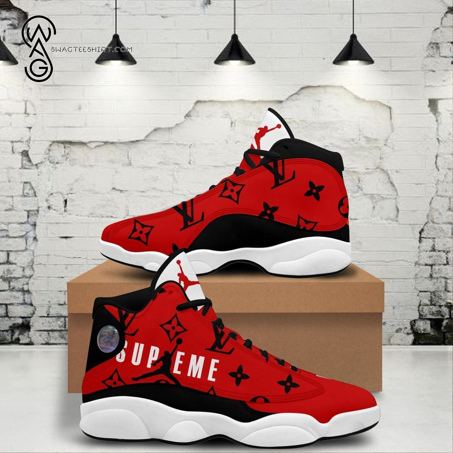 Louis Vuitton X Supreme Classic Symbol Air Jordan 13 Sneakers Louis Vuitton X Supreme Classic Symbol Air Jordan 13 Sneakers