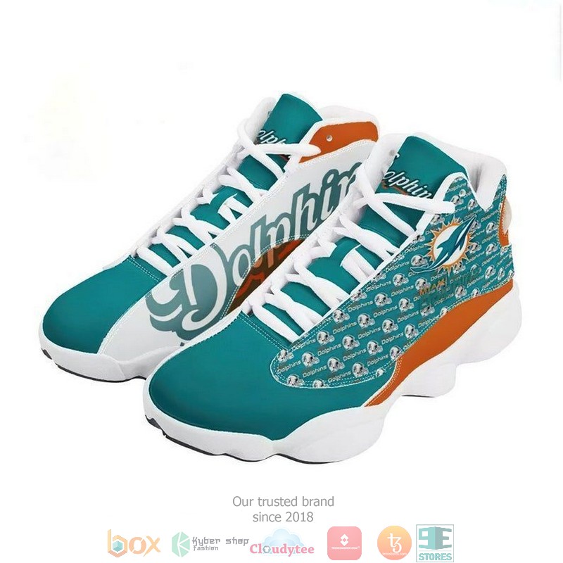 Miami Dolphins Football Nfl Big Logo Air Jordan 13 Sneaker Shoes Miami Dolphins Football Nfl Big Logo Air Jordan 13 Sneaker Shoes