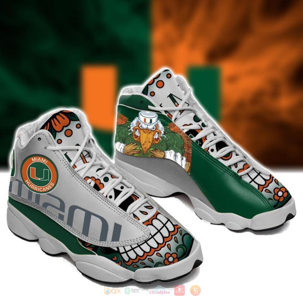 Miami Hurricanes Ncaa Grey Green Air Jordan 13 Shoes Miami Hurricanes Ncaa Grey Green Air Jordan 13 Shoes