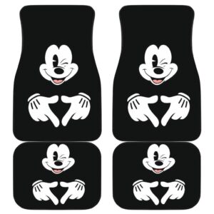 Mice Love Hand Sign Black & White Mickey Mouse Car Floor Mats 191026