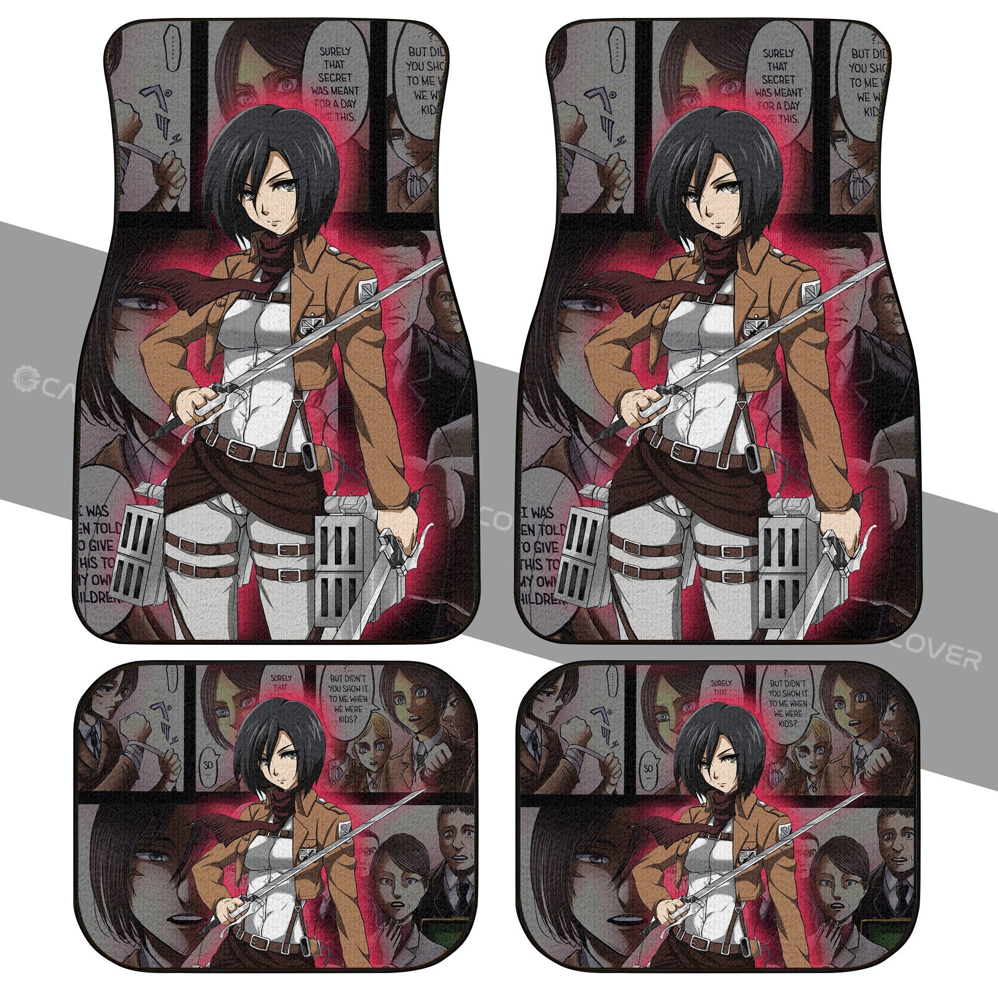 Mikasa Car Floor Mats Custom Anime Attack On Titan Car Interior Accessories Mikasa Car Floor Mats Custom Anime Attack On Titan Car Interior Accessories