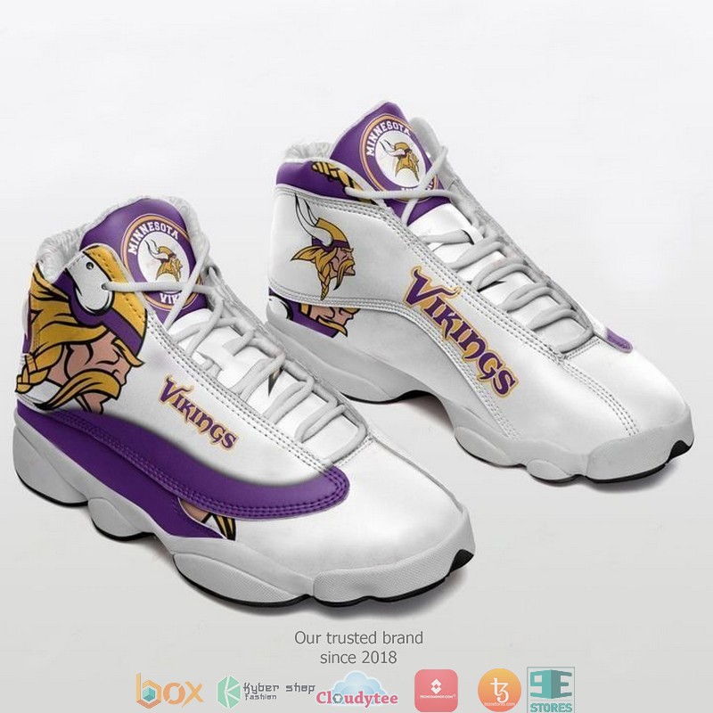 Minnesota Vikings Football Nfl Big Logo Air Jordan 13 Sneaker Shoes Minnesota Vikings Football Nfl Big Logo Air Jordan 13 Sneaker Shoes