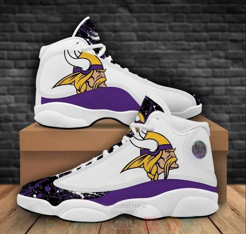 Minnesota Vikings Nfl Big Logo Bling Bling Football Team Air Jordan 13 Shoes Minnesota Vikings Nfl Big Logo Bling Bling Football Team Air Jordan 13 Shoes