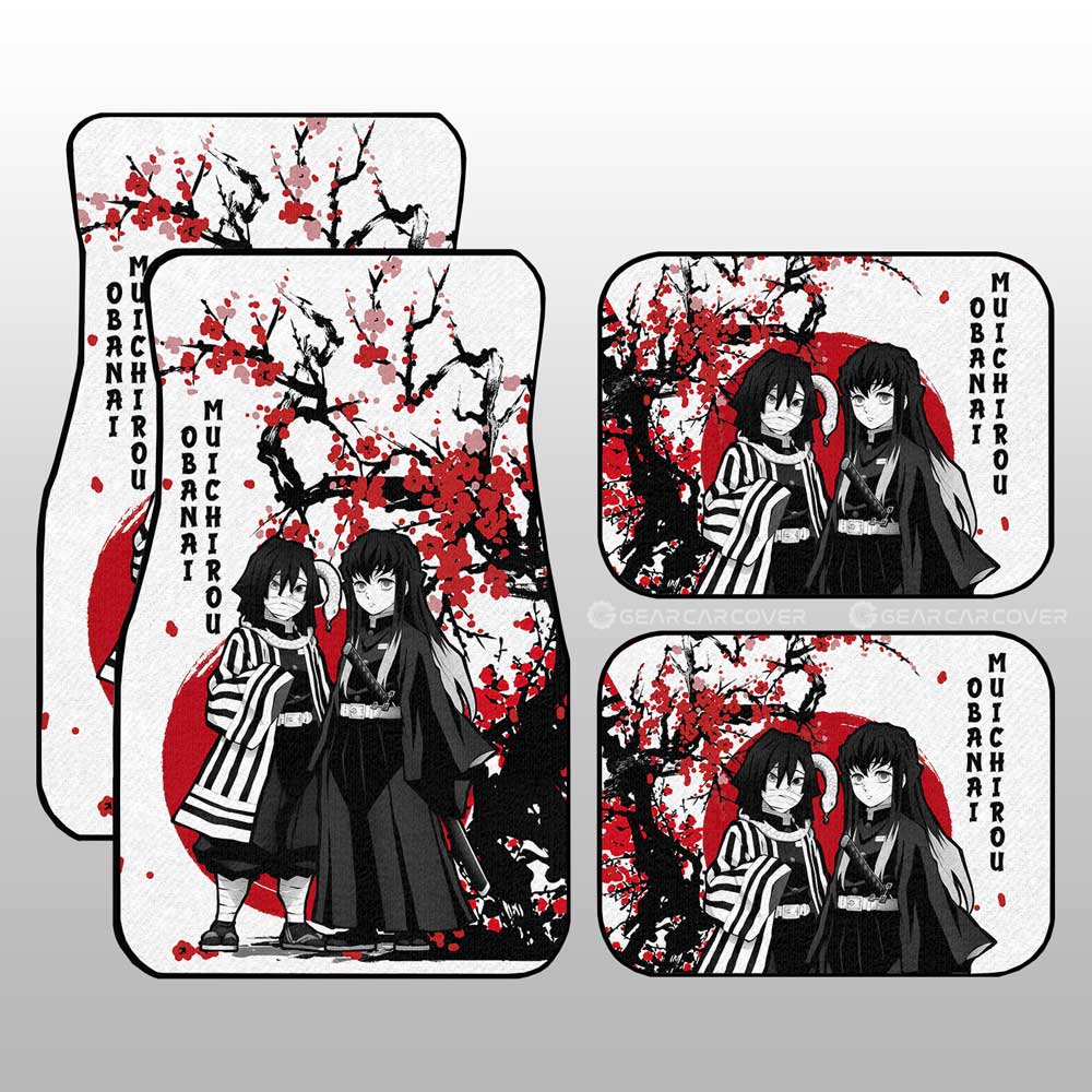 Muichiro-And-Obanai-Car-Floor-Mats-Custom-Japan-Style-Demon-Slayer-Gifts-For-Fans-1