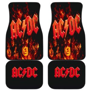 Music Rock ACDC Band on Fire Logo in black theme Car Floor Mats 191017