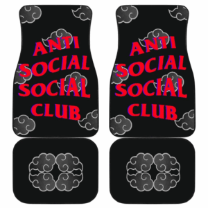 Naruto Akatsuki Anti Social Club Black White Cloud Car Floor Mats