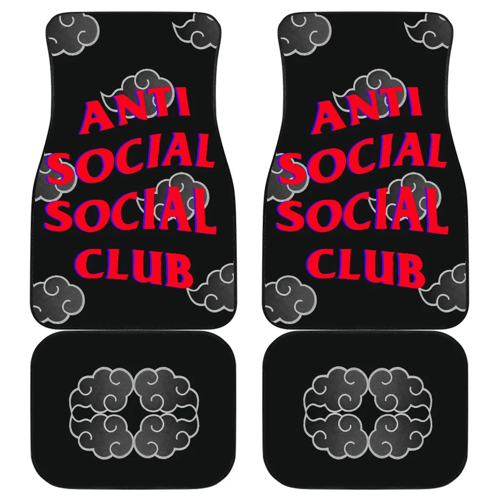 Naruto Akatsuki Anti Social Club Black White Cloud Car Floor Mats Naruto Akatsuki Anti Social Club Black White Cloud Car Floor Mats
