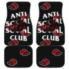 Naruto Akatsuki Anti Social Club Dark Red Cloud Car Floor Mats