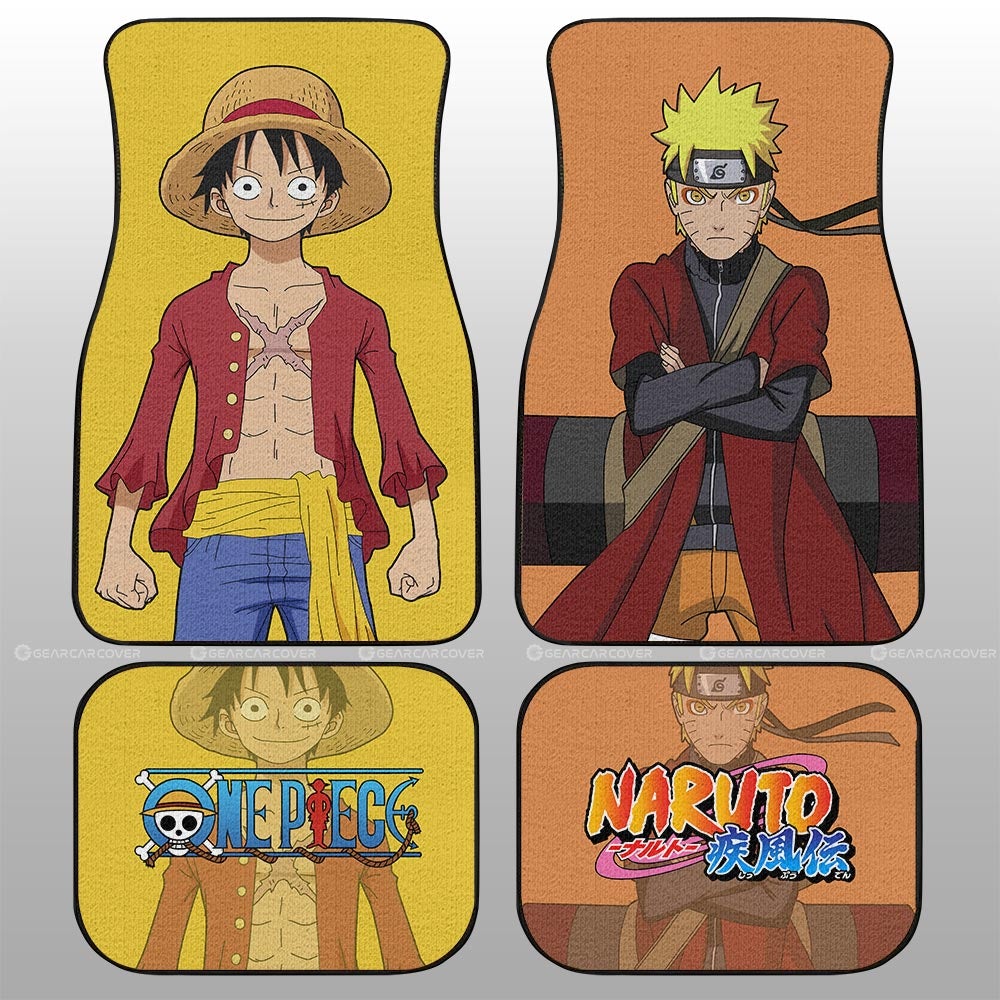 Naruto And Monkey D Luffy Car Floor Mats Custom Main Anime Hero Gifts For Fans Naruto And Monkey D Luffy Car Floor Mats Custom Main Anime Hero Gifts For Fans