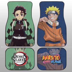 Naruto And Tanjiro Car Floor Mats Custom Naruto Demon Slayer Anime Car Accessories